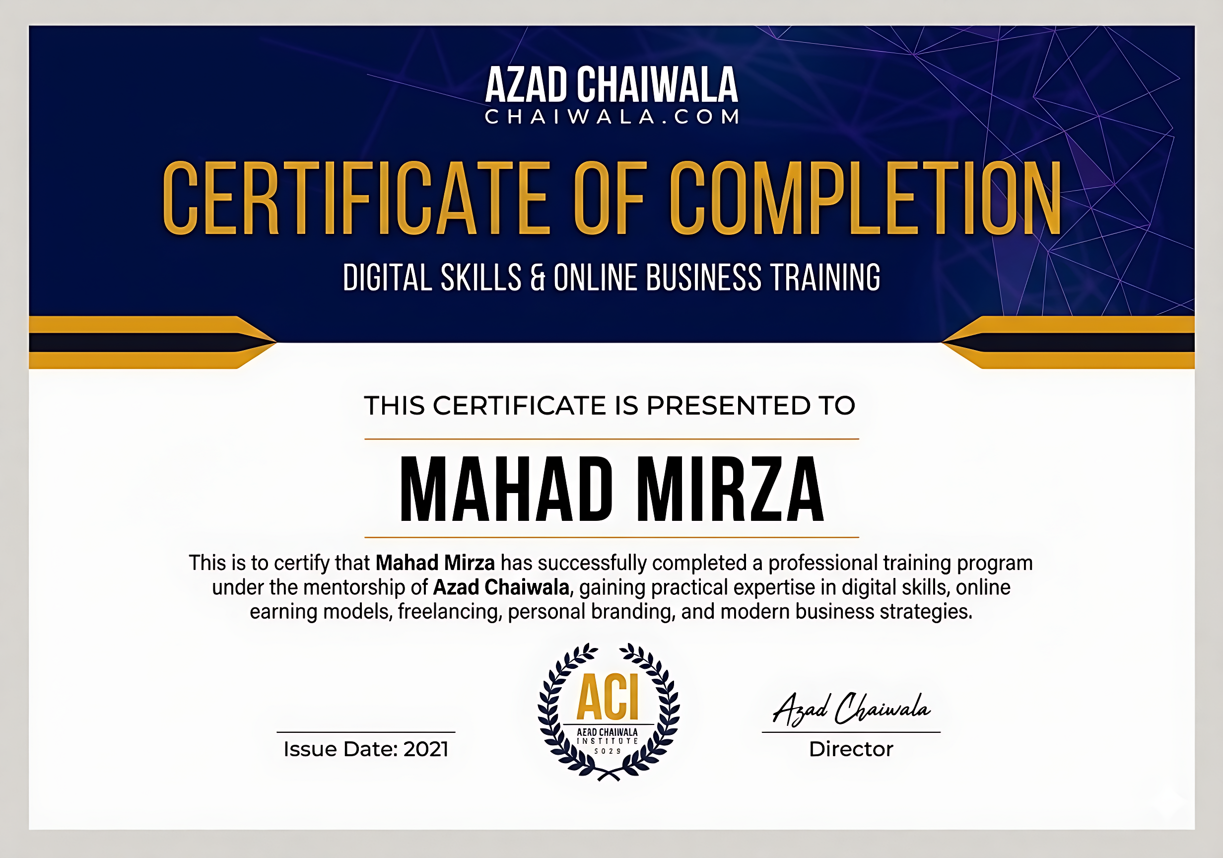 MAHAD NEW CERTIFICATE